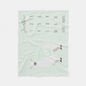 キュートグリーンラマ水玉模様ベビーマイルストーン フリースブランケット (正面)