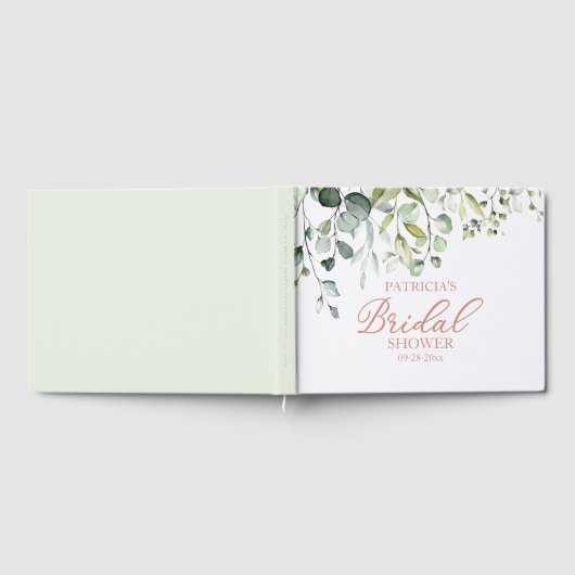 キュートグリーンリーユーカリブライダルシャワーゲストブック ゲストブック (全面)