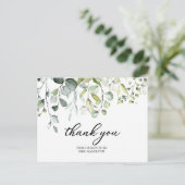 キュートグリーンリーユーカリブライダルシャワーサンキューサンキュー ポストカード (スタンド正面)