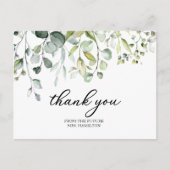 キュートグリーンリーユーカリブライダルシャワーサンキューサンキュー ポストカード (正面)