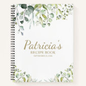 キュートグリーンリーユーカリブライダルシャワーレシピ本 ノートブック (正面)