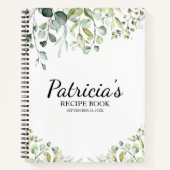 キュートグリーンリーユーカリブライダルシャワーレシピ本 ノートブック (正面)
