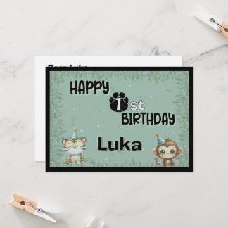 キュートグリーンリー1stワイルドサファリハッピーバースデー