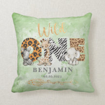 キュートグリーンワイルドサファリジャングルアニマルズ装飾用クッション