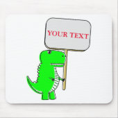 キュートグリーン恐竜カスタム文字 マウスパッド (正面)