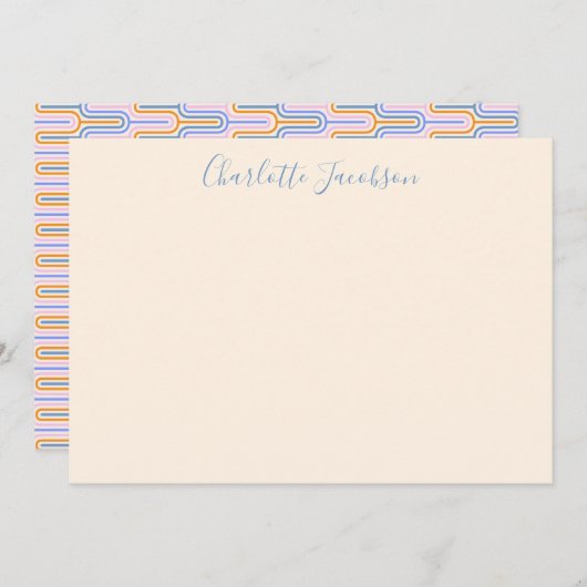 キュートグルービーラベンダージオメトリックアパーソナライズされたート ノートカード (正面/裏面)