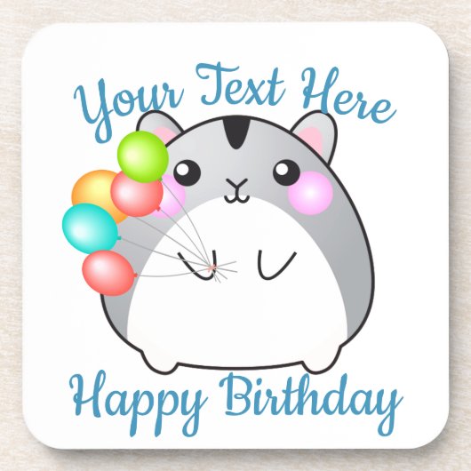 キュートグレーかわいいハムスター コースター (正面)