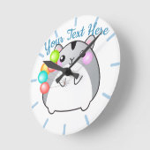 キュートグレーかわいいハムスター ラウンド壁時計 (傾斜)