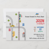 キュートグレーアーバントラフィックボーイズ誕生日招待状 招待状 (正面)