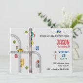 キュートグレーアーバントラフィックボーイズ誕生日招待状 招待状 (スタンド正面)