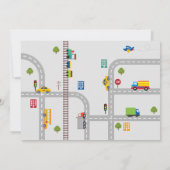 キュートグレーアーバントラフィックボーイズ誕生日招待状 招待状 (裏面)