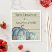 キュートグレーウッドオータム秋ブルーパンプキンナプキン スタンダードランチョンナプキン (インサイチュ)