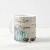 キュートグレーウッドオータム秋ブルーパンプキン コーヒーマグカップ (正面左)