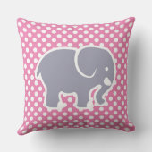 キュートグレーエレファントオン水玉模様パターン子供部屋 クッション (裏面)