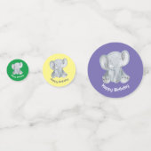 キュートグレーエレファントテーブル紙吹雪 コンフェッティ (裏面)