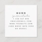 キュートグレーキャットキットン顔ペットケアサロン&スパおもしろい スクエア名刺 (裏面)