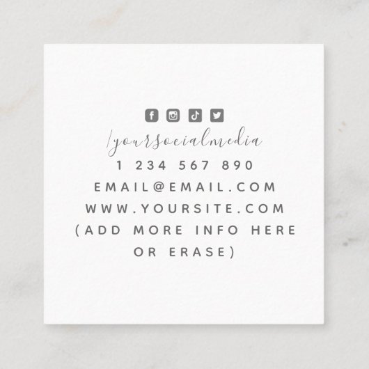 キュートグレーキャットキットン顔ペットケアサロン&スパおもしろい スクエア名刺 (裏面)