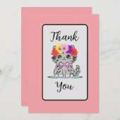 キュートグレーキャットフラットサンキューカード サンキューカード (正面/裏面)