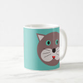 キュートグレーキャット顔マグ コーヒーマグカップ (正面右)