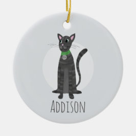 キュートグレータブビーキャットポープリントハッピーホリデー セラミックオーナメント