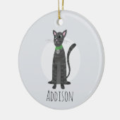 キュートグレータブビーキャットポープリントハッピーホリデー セラミックオーナメント (左)