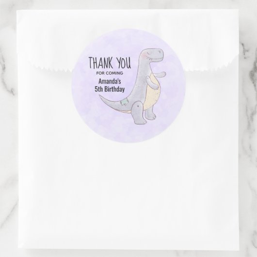 キュートグレーティラノサウルスレックス恐竜のおもちゃ誕生日 ラウンドシール (バッグ)