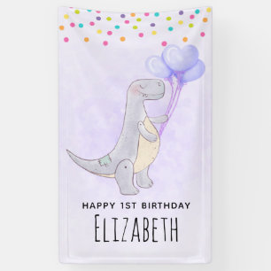 キュートグレーティラノサウルスレックス恐竜のおもちゃ誕生日 横断幕