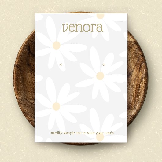 キュートグレーデイジーフローライヤリングディスプレイカード