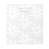 キュートグレーデイジーフローラメモ帳 ノートパッド (正面)