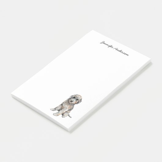 キュートグレードードルウォーターパーソナライズされたカラー犬 ポストイット (アングル)