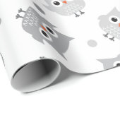 キュートグレーフクロベビーシャワーラッピング紙 ラッピングペーパー (ロールコーナー)