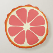 キュートグレープフルーツおもしろいグルメ柑橘類フルーツスライス ラウンドクッション (裏面)