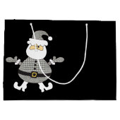 キュートグレープレイドサンタホリデイイラストレーション ラージペーパーバッグ (裏面)