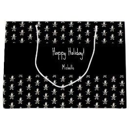 キュートグレープレイドサンタホリデーパターン ラージペーパーバッグ