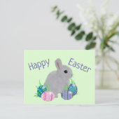 キュートグレーベビーバニーラビットイースターホリデイ ポストカード (スタンド正面)