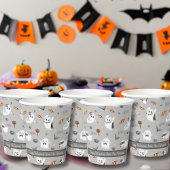 キュートグレー不気味幽霊ハロウィーンパターン 紙コップ