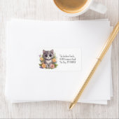 キュートグレー子猫かわいいチビ（小さくかわいく書いた感じ） ラベル (インサイチュ)