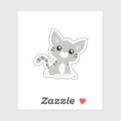 キュートグレー子猫カスタムカットビニールシール シール (シート)