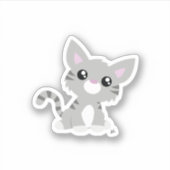 キュートグレー子猫カスタムカットビニールシール シール (正面)