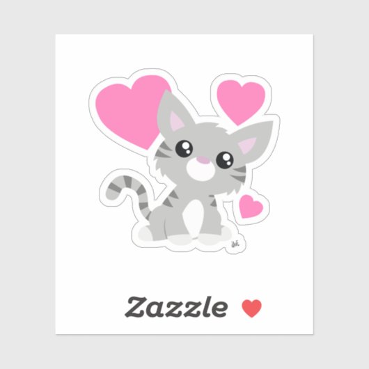 キュートグレー子猫カスタムカットビニールシール シール (シート)