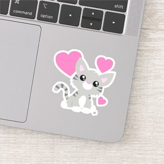 キュートグレー子猫カスタムカットビニールシール シール (詳細)