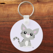 キュートグレー子猫キーチェーン キーホルダー (正面)