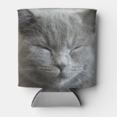 キュートグレー子猫顔写真 缶クーラー (正面)