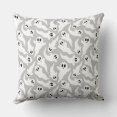 キュートグレー幽霊ハロウィーンパターン クッション (裏面)