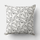 キュートグレー幽霊ハロウィーンパターン クッション (正面)