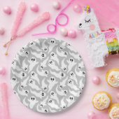 キュートグレー幽霊ハロウィーンパターン ペーパープレート (パーティー)