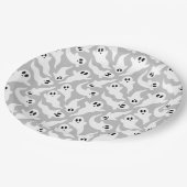 キュートグレー幽霊ハロウィーンパターン ペーパープレート (アングル)
