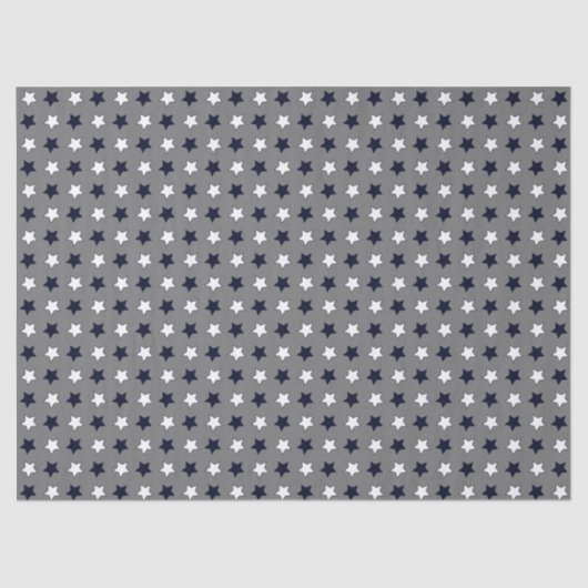 キュートグレー幾何学模様ホワイト&ブラックスター 薄葉紙 (正面)