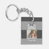 キュートグレー最高のハートパパフォトファーザーズデイキーチ キーホルダー (正面左)