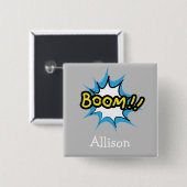 キュートグレー漫画ブックスーパーヒーローテーマ 缶バッジ (正面&裏面)